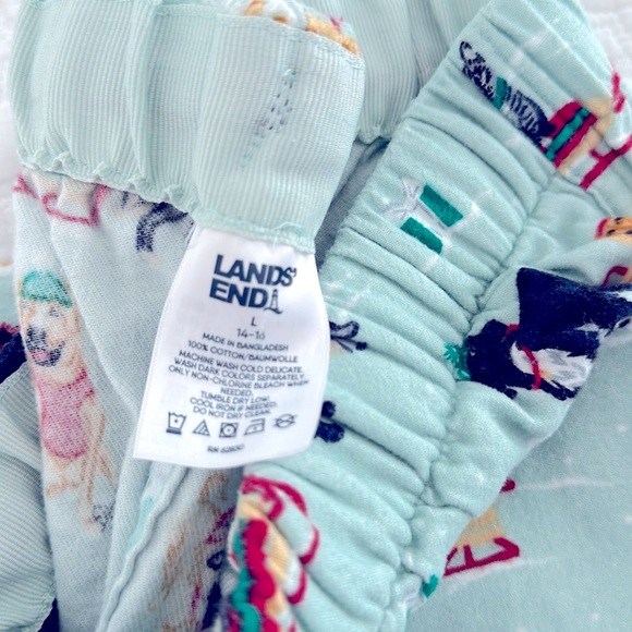 Lands End Holiday Christmas Dog Flannel Pajama Bottoms Pants Women’s Large L - Picture 2 of 3